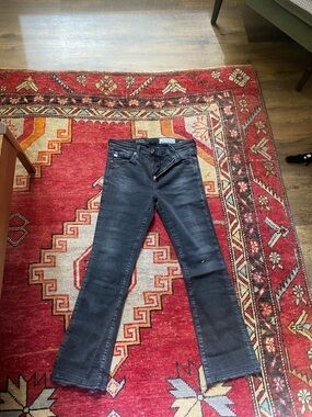 Ag Adriano Goldschmied Black Faded Wide-Leg Jeans